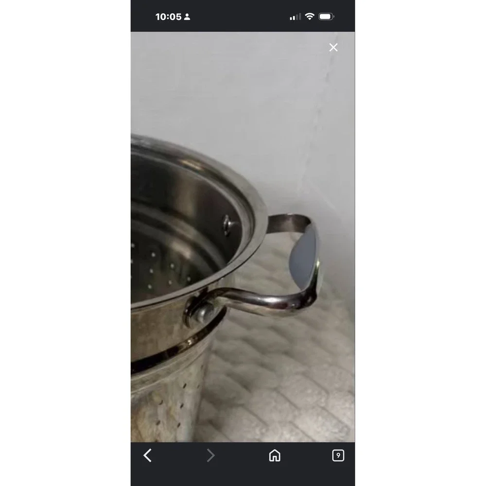 Belgique Stainless Steel Stock Pot Strainer Steamer Insert Double Handle 11 QT